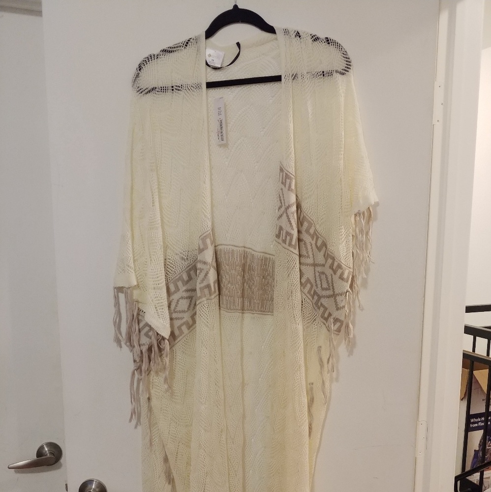 Maxi. Shrug Cover up with Aztec patterns